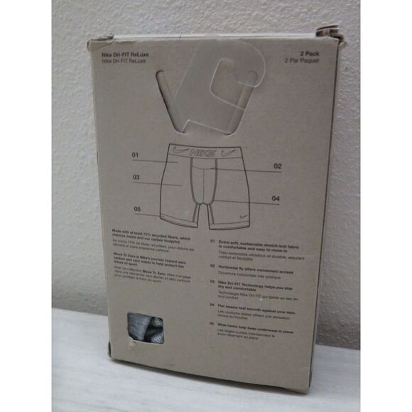 Nike KE1104 033 Men's Sz 2XL (44-46) 2-Pack Gray Dri-FIT ReLuxe Boxer Briefs - Picture 2 of 5